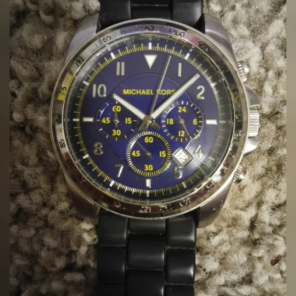 Michael Kors Blue and Silver Chronograph Watch Mens - Picture 2 of 5